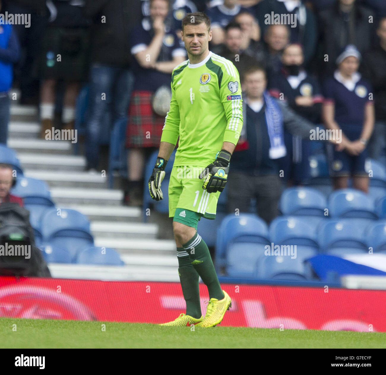 Football - UEFA Euro 2016 - qualification - Groupe D - Ecosse / Géorgie - Stade Ibrox.David Marshall en Écosse Banque D'Images