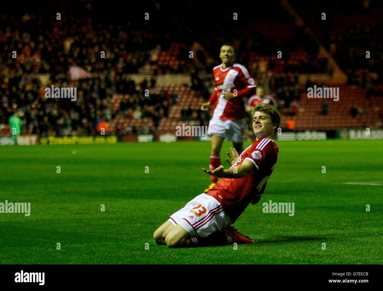 Patrick Bamford de Middlesbrough célèbre son but d'ouverture Banque D'Images