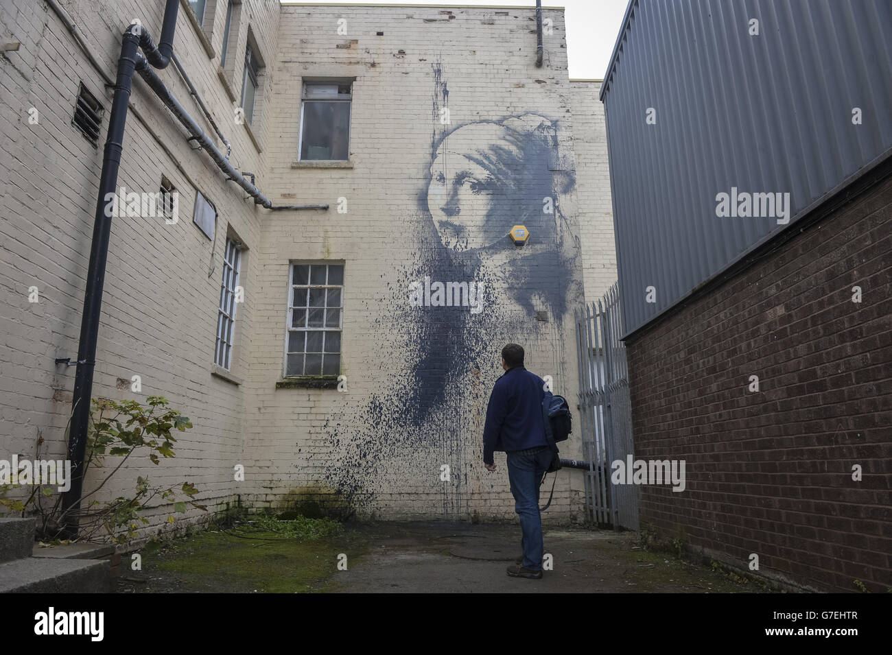 Banksy's Girl avec un tympan percé - Bristol Banque D'Images