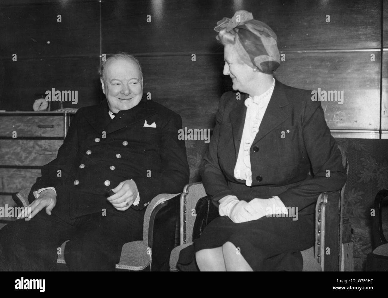 Politique - Sir Winston Churchill - Queen Mary, Southampton Banque D'Images