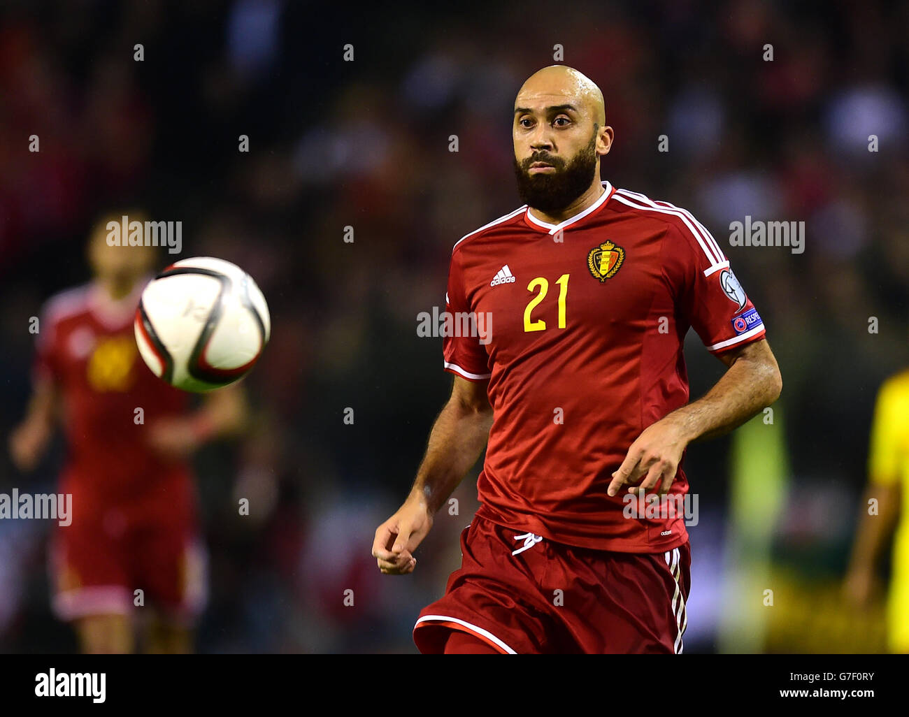 Football - UEFA Euro 2016 - qualification - Groupe B - Belgique / pays de Galles - Stade du Roi Baudouin. Anthony Vanden Borre Banque D'Images