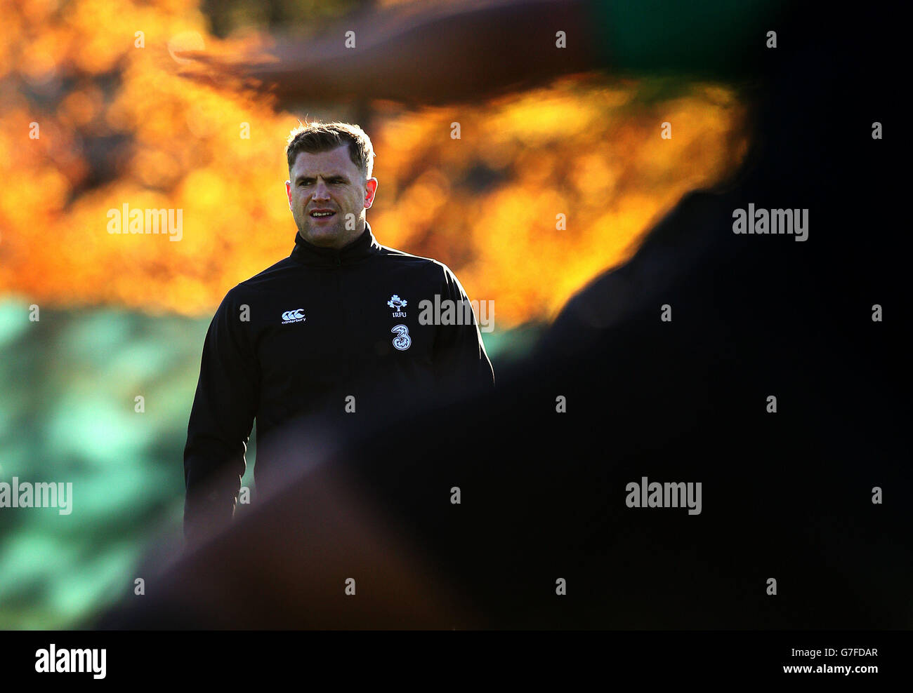 Rugby Union - Guinness Series 2014 - Irlande / Géorgie - Irlande session de formation et conférence de presse - Hôtel Carton House.Jamie Heaslip, de l'Irlande, lors d'une session de formation à l'hôtel Carton House, Kildare, en Irlande. Banque D'Images