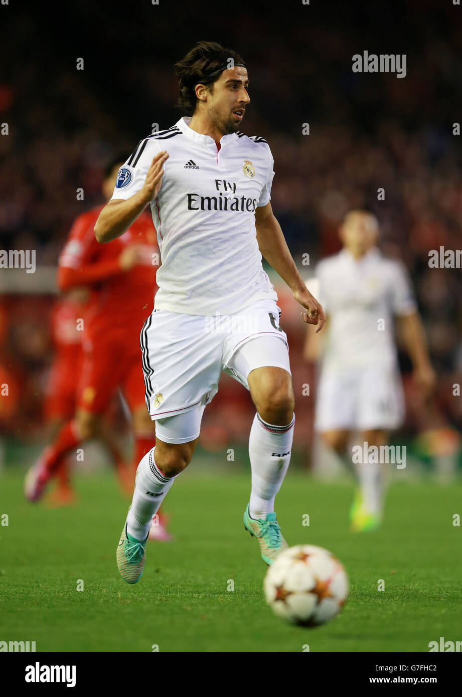 Le Sami Khedira du Real Madrid lors du match de la Ligue des champions de l'UEFA à Anfield, Liverpool. Banque D'Images