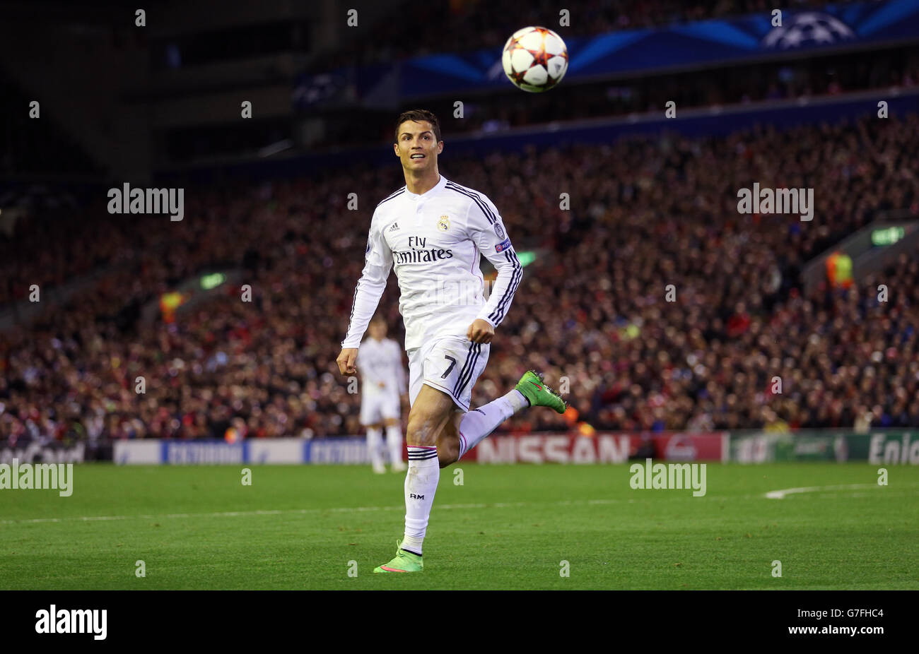 Football - Ligue des champions de l'UEFA - Groupe B - Liverpool / Real Madrid - Anfield.Cristiano Ronaldo du Real Madrid lors du match de la Ligue des champions de l'UEFA à Anfield, Liverpool. Banque D'Images