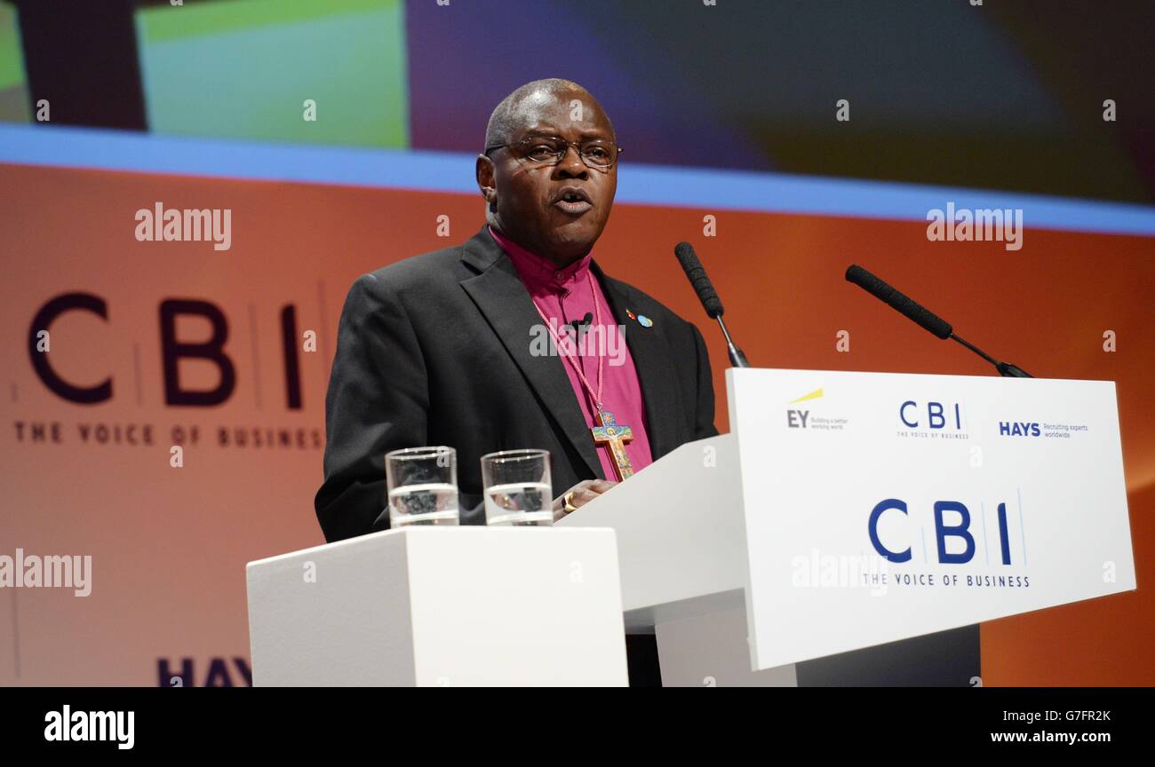 Conférence annuelle de CBI.L'archevêque de York, le Dr John Sentamu, s'adresse à la conférence annuelle de la CBI à Londres. Banque D'Images