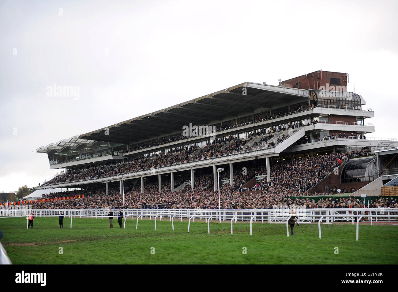 Vue générale de la tribune de l'hippodrome de Cheltenham Banque D'Images