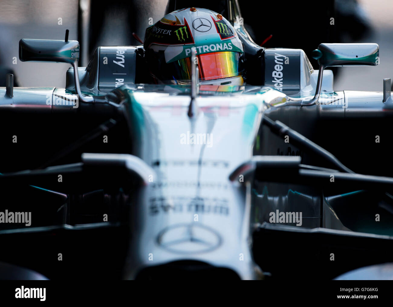 Mercedes Lewis Hamilton au circuit Yas Marina, Abu Dhabi. Banque D'Images