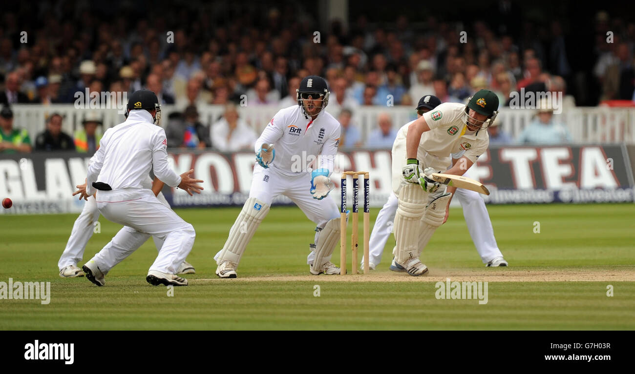 Phillip Hughes, en Australie, chauve-souris au cours du quatrième jour du deuxième test Investec Ashes au Lord's Cricket Ground, Londres. APPUYEZ SUR ASSOCIATION photo. Date de la photo: Dimanche 21 juillet 2013. Voir PA Story CRICKET England. Le crédit photo devrait se lire : Anthony Devlin/PA Wire. RESTRICTIONS : l'utilisation est soumise à des restrictions. . Aucune utilisation commerciale. Aucune utilisation de livre. Aucune transmission d'images en mouvement. Logos officiels du sponsor uniquement. Pour plus d'informations, appelez le 44 (0)1158 447447. Banque D'Images