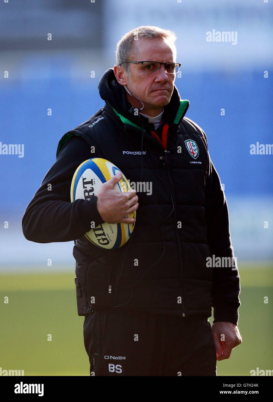 Brian Smith, entraîneur-chef irlandais de Londres, lors du match Aviva Premiership au Madejski Stadium, Reading. Banque D'Images