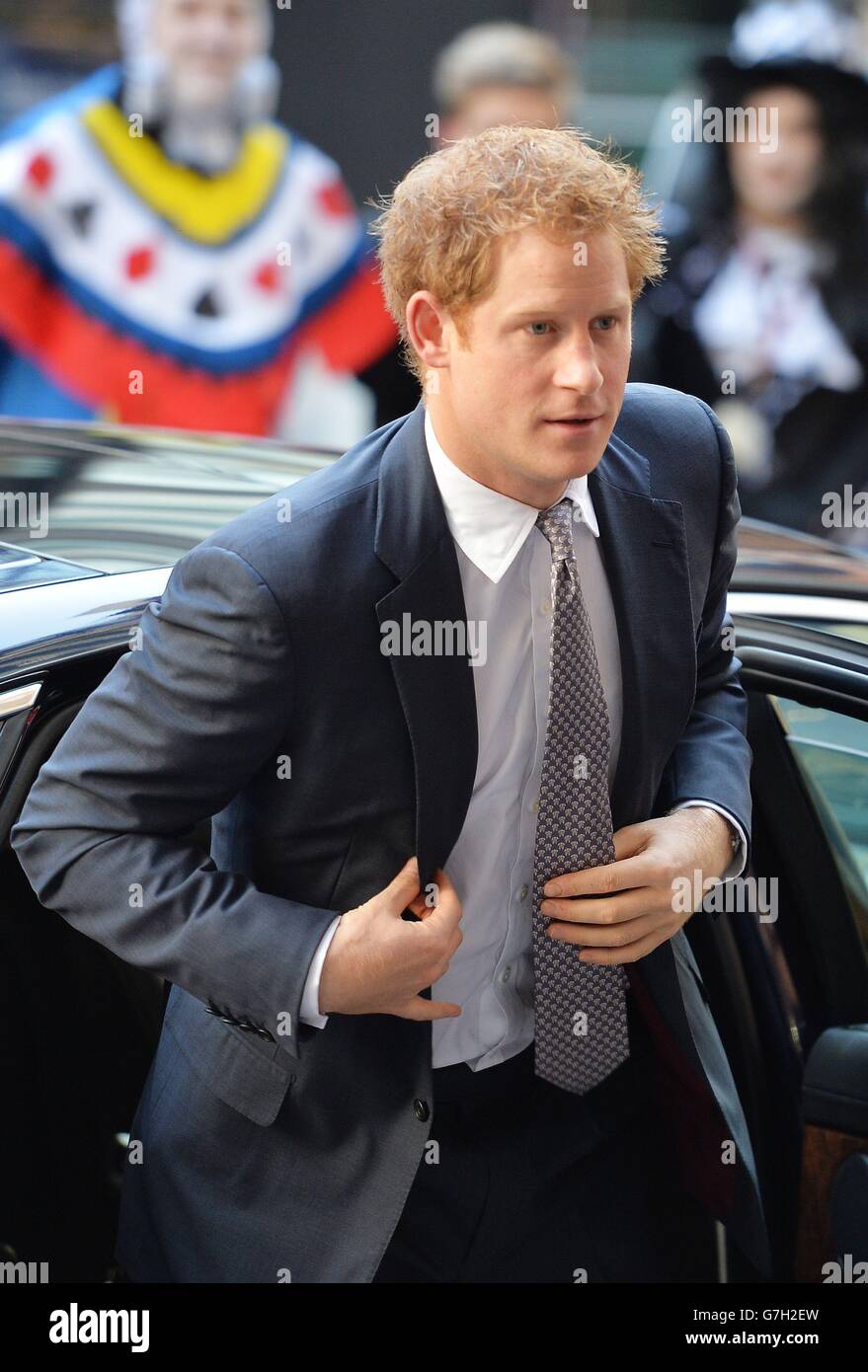 Le Prince Harry arrive à la Journée annuelle de la Charité ICAP à Londres. Banque D'Images