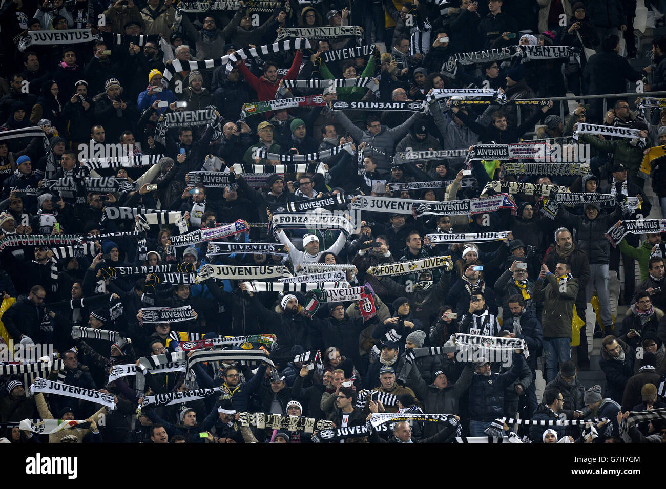 Juventus soccer fans show their scarves to remember the Heysel tragedy at  the King Baudouin stadium in Brussels, Sunday May 29, 2005. Fans from  Britain, Italy and Belgium marked the Heysel tragedy