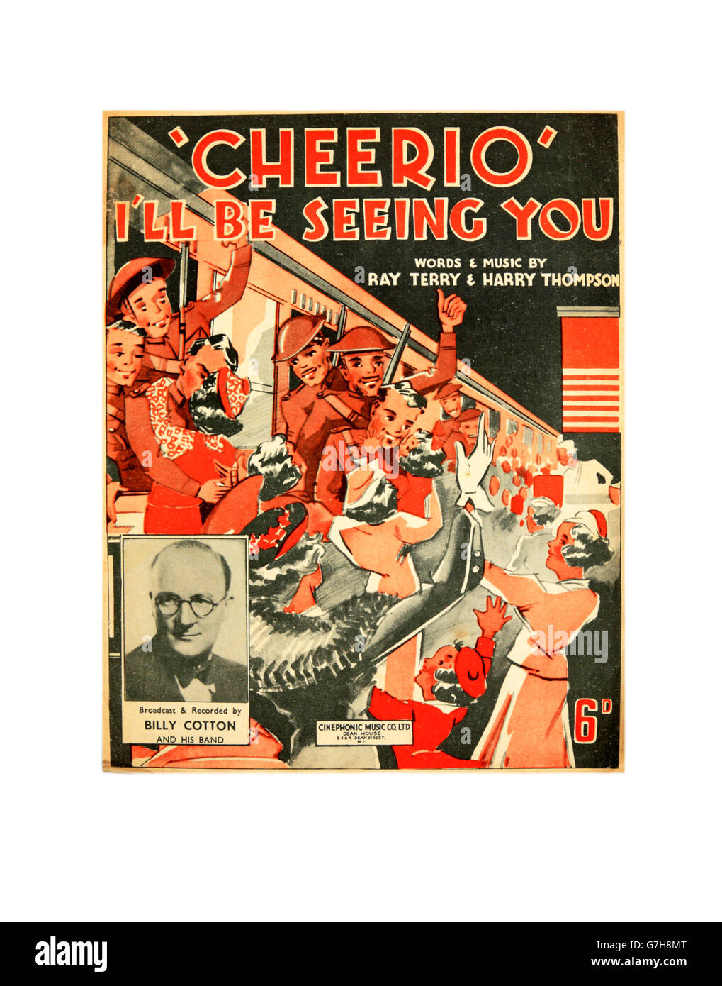 Une feuille de couverture musique Cheerio, je vais vous voir par Billy le coton et sa bande. Banque D'Images