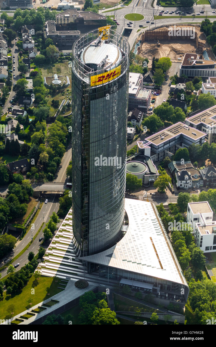 Vue aérienne, Deutsche Post World Net AC DPAG, la Tour de la poste à Bonn, siège de DHL, la Post Tower, Bonn, Rhénanie, Banque D'Images