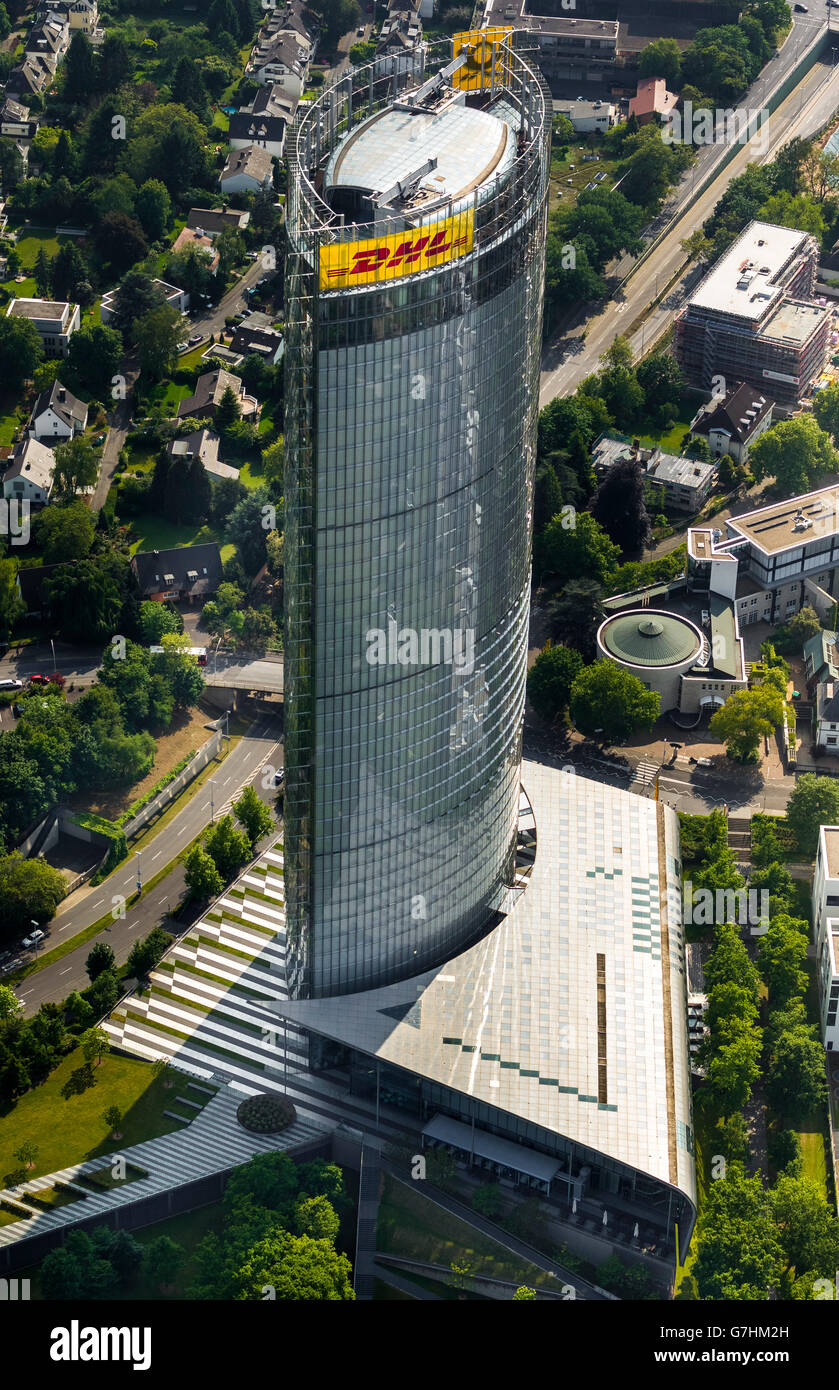 Vue aérienne, Deutsche Post World Net AC DPAG, la Tour de la poste à Bonn, siège de DHL, la Post Tower, Bonn, Rhénanie, Banque D'Images