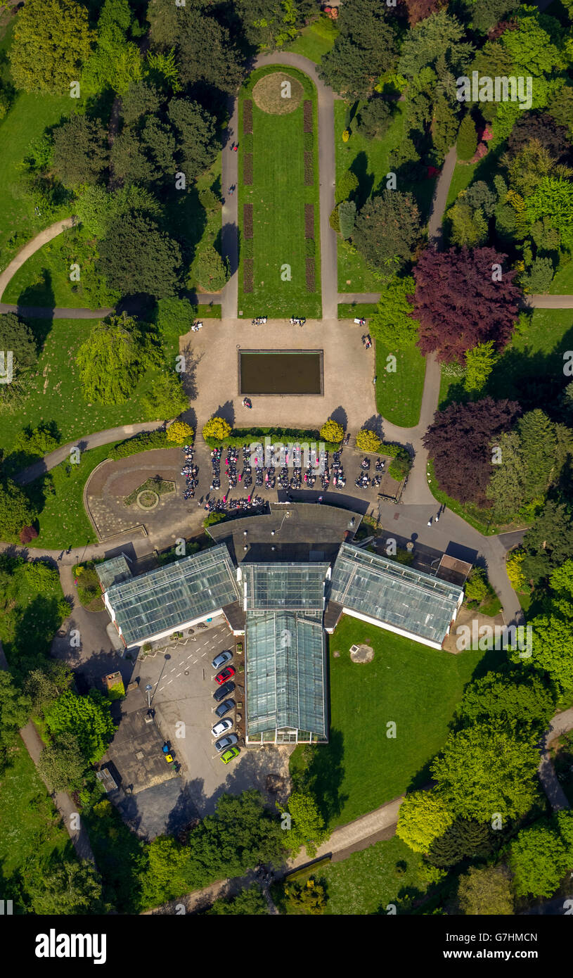 Vue aérienne, Romberg Park et Zoo Dortmund, Dortmund, Zoo, la Ruhr, Rhénanie du Nord-Westphalie, Allemagne, Europe, vue aérienne, Banque D'Images