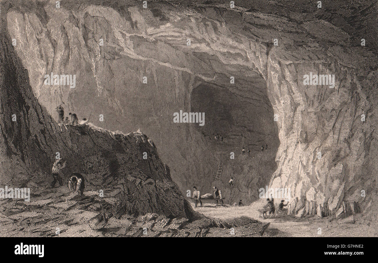 LAKE DISTRICT : Thrang Crag ardoise, Grasmere. La région de Cumbria. ALLOM, 1839 Banque D'Images