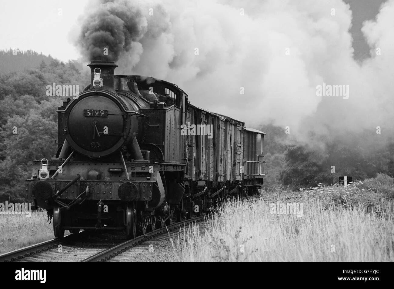 Locomotive 5199, sur le chemin de fer à vapeur de Llangollen Banque D'Images