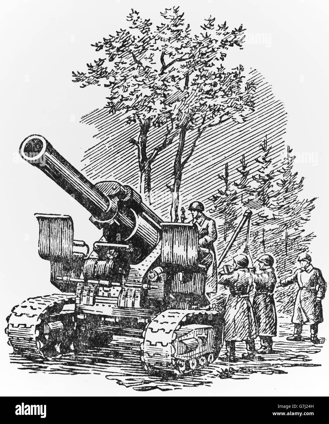 L'artillerie de la DEUXIÈME GUERRE MONDIALE, L'illustration de livre soviétique datée 1953 Banque D'Images