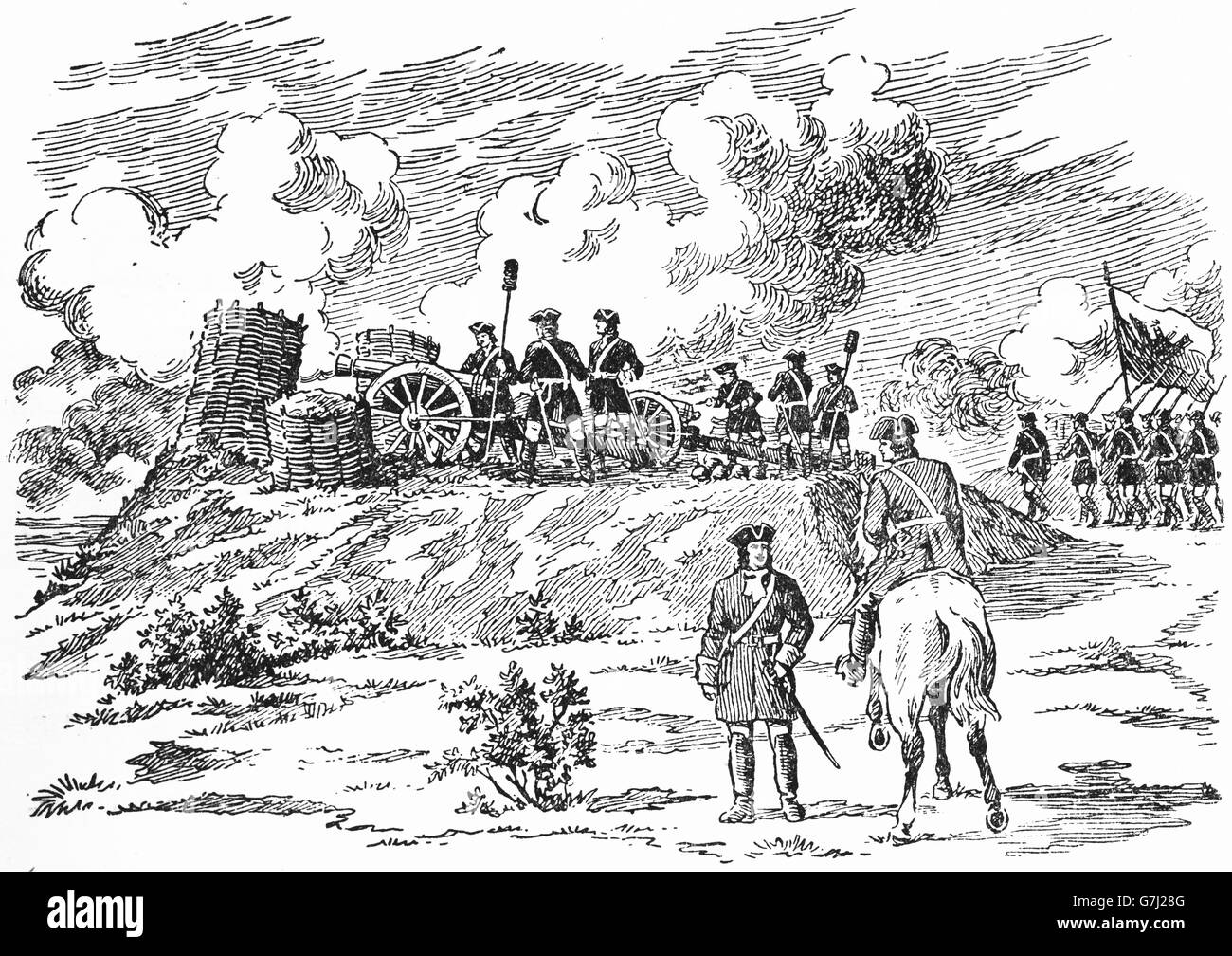 L'artillerie de 18e siècle, l'illustration de livre soviétique datée 1953 Banque D'Images