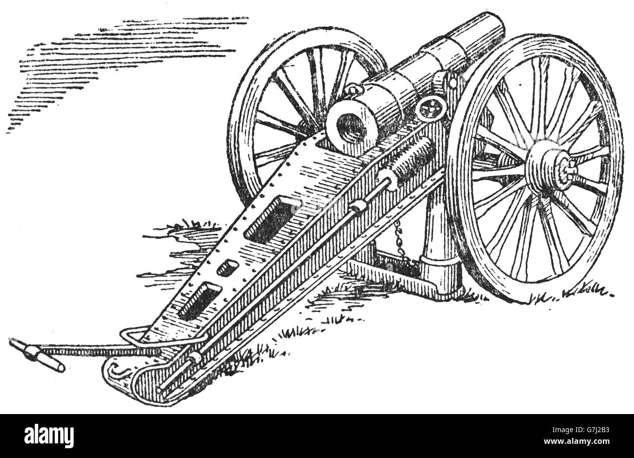 L'artillerie de 19e siècle, l'illustration de livre soviétique datée 1953 Banque D'Images