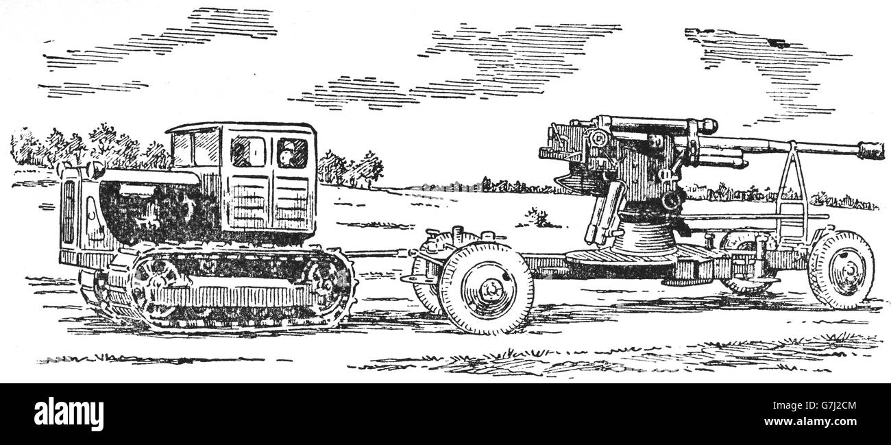 L'artillerie de la DEUXIÈME GUERRE MONDIALE, L'illustration de livre soviétique datée 1953 Banque D'Images