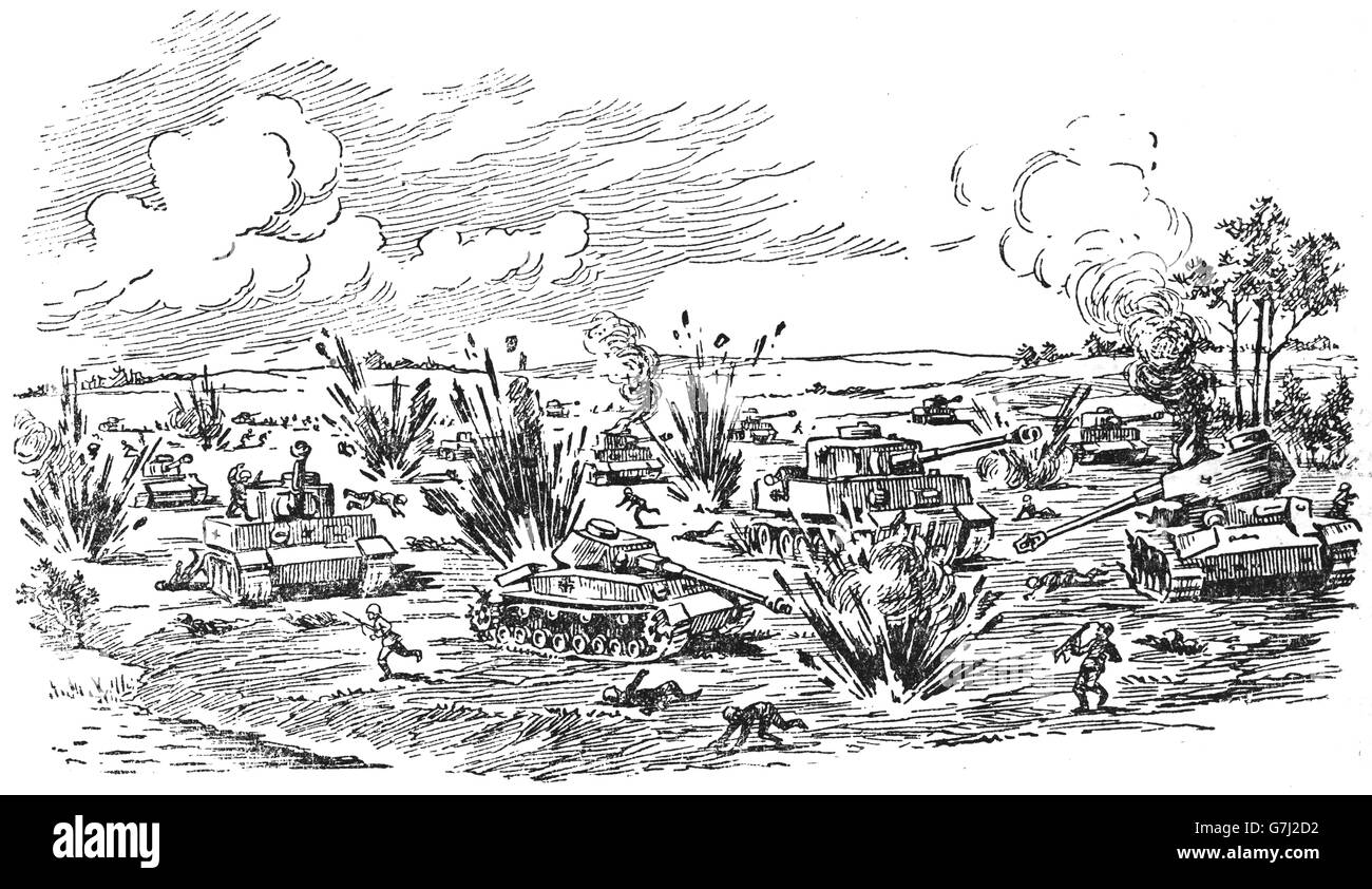 L'artillerie de la DEUXIÈME GUERRE MONDIALE, L'illustration de livre soviétique datée 1953 Banque D'Images