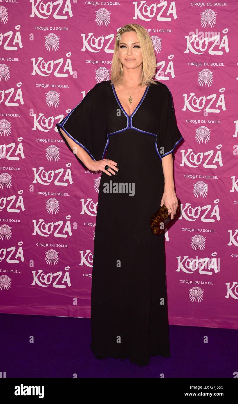 Sarah Harding assistera à la première de KOOZA du Cirque du Soleil au Royal Albert Hall, Londres. Banque D'Images