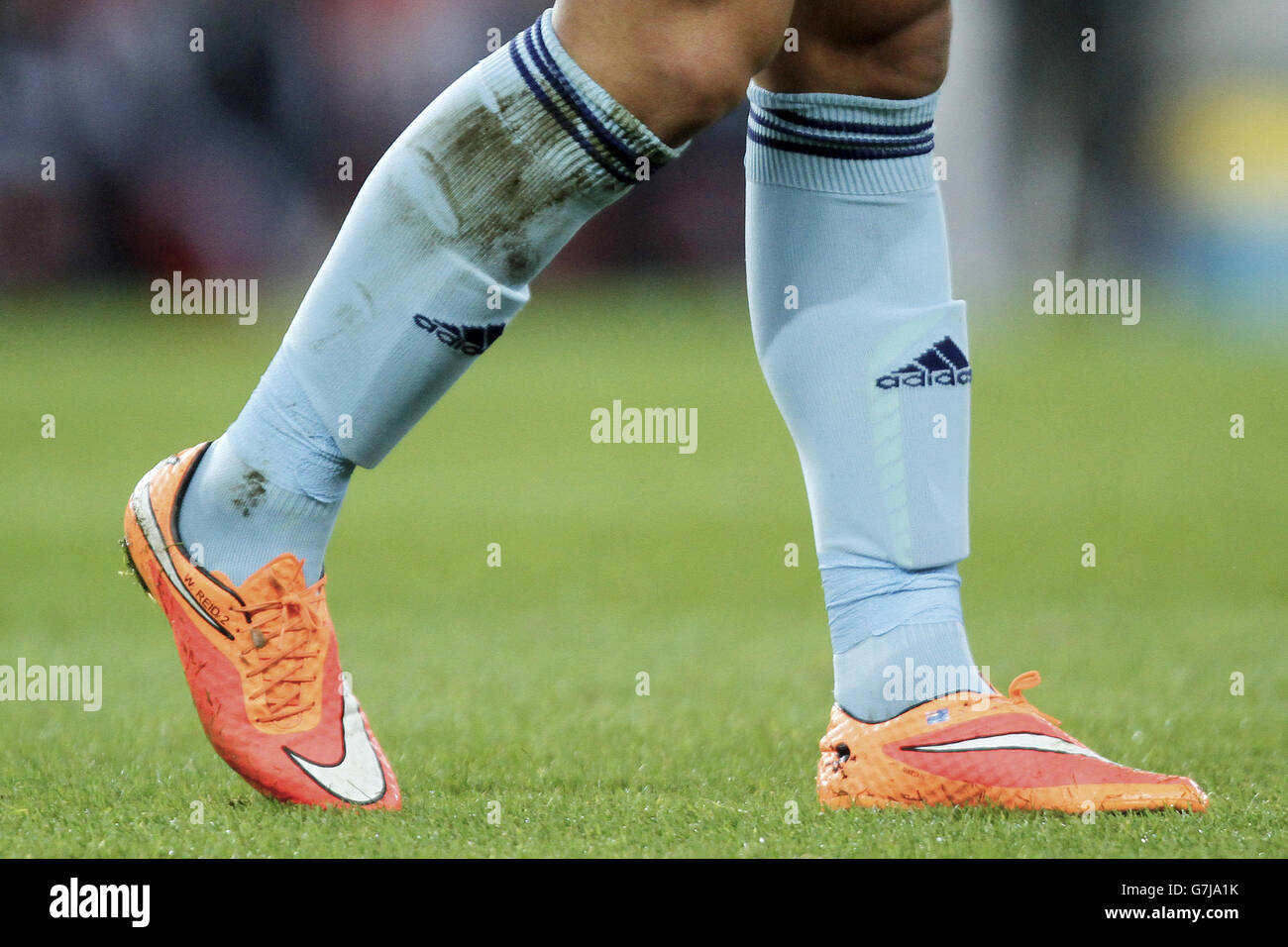 Football - Barclays Premier League - Sunderland v West Ham United - Stade de lumière.Une vue détaillée des chaussures des joueurs de West Ham United Banque D'Images