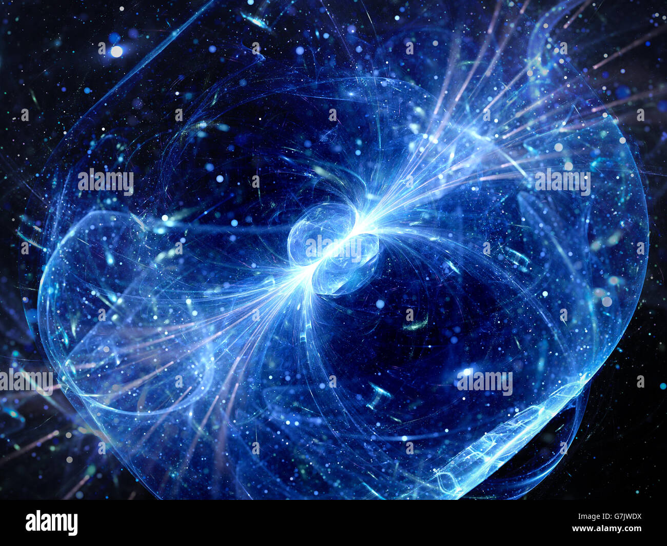 Gravitaional lumineux bleu vague avec gamma ray avec des particules de champ de force, générée par ordinateur abstract background Banque D'Images