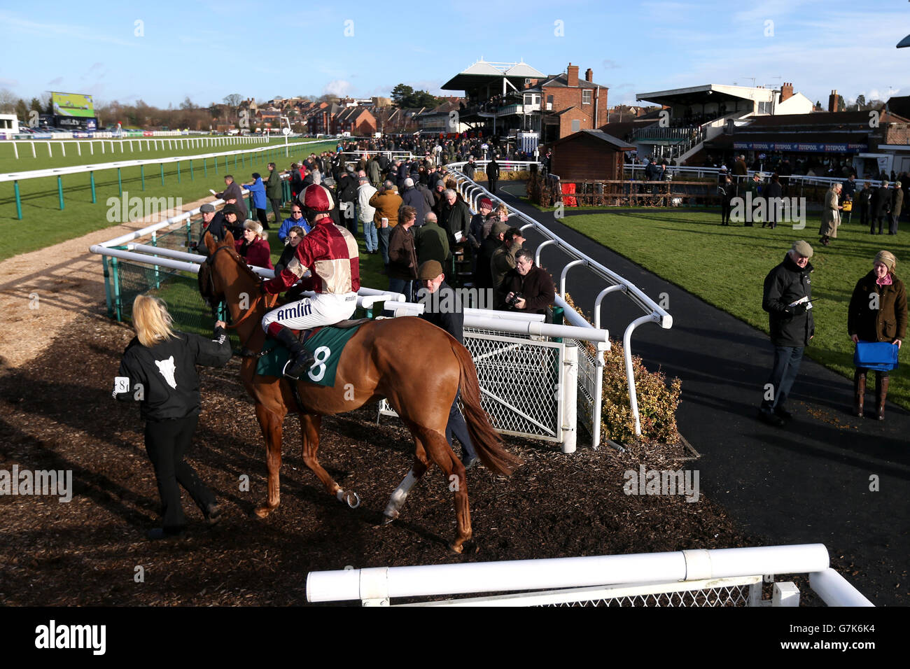 AVEL VOR et Richard Johnson sont à l'avant-première du padre sonne pour le début de la Betfred Goals Galore L'obstacle handicap de novices Banque D'Images