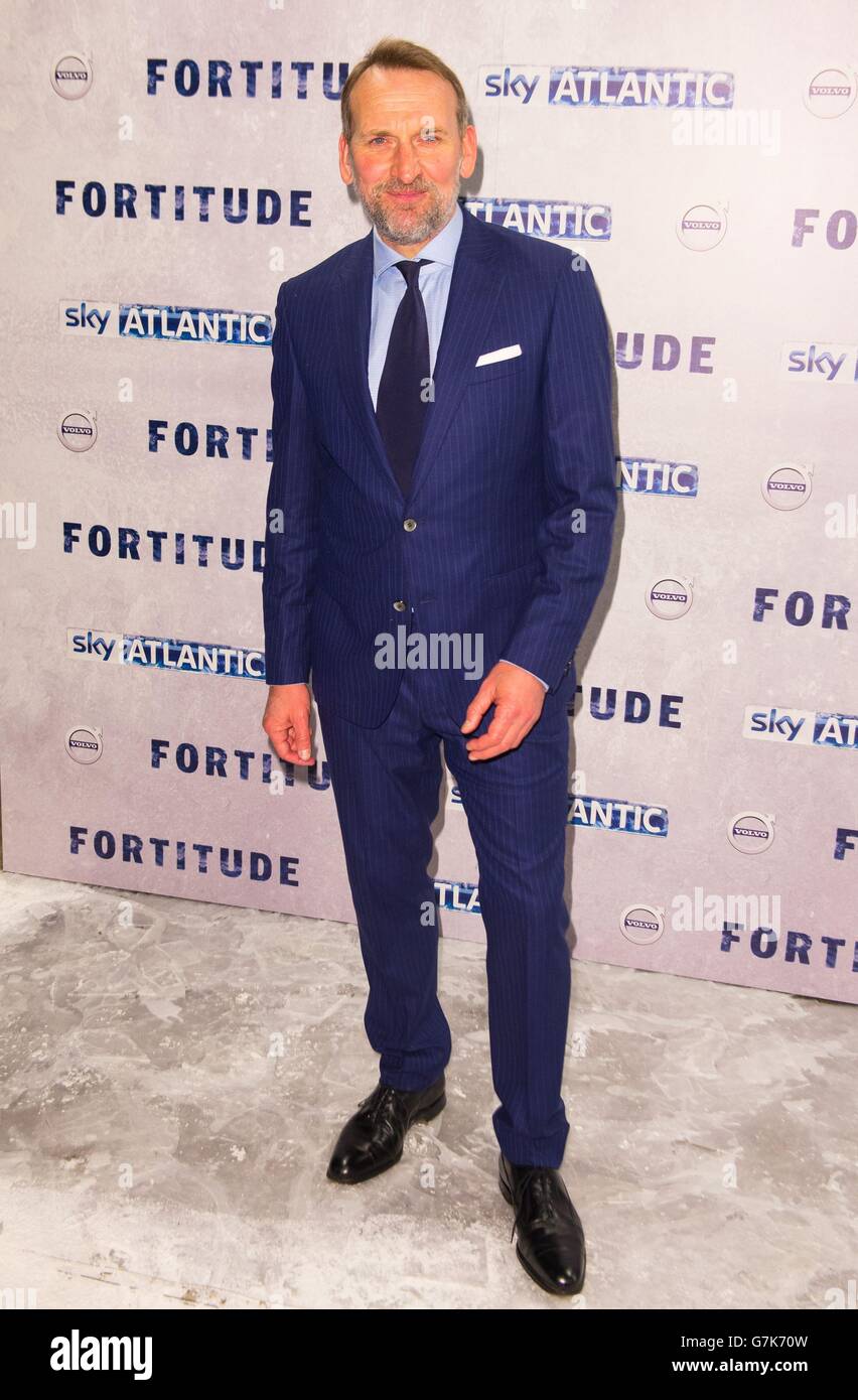 Christopher Eccleston assiste à la première mondiale de Fortitude au 8 Northumberland Avenue, Londres. Banque D'Images