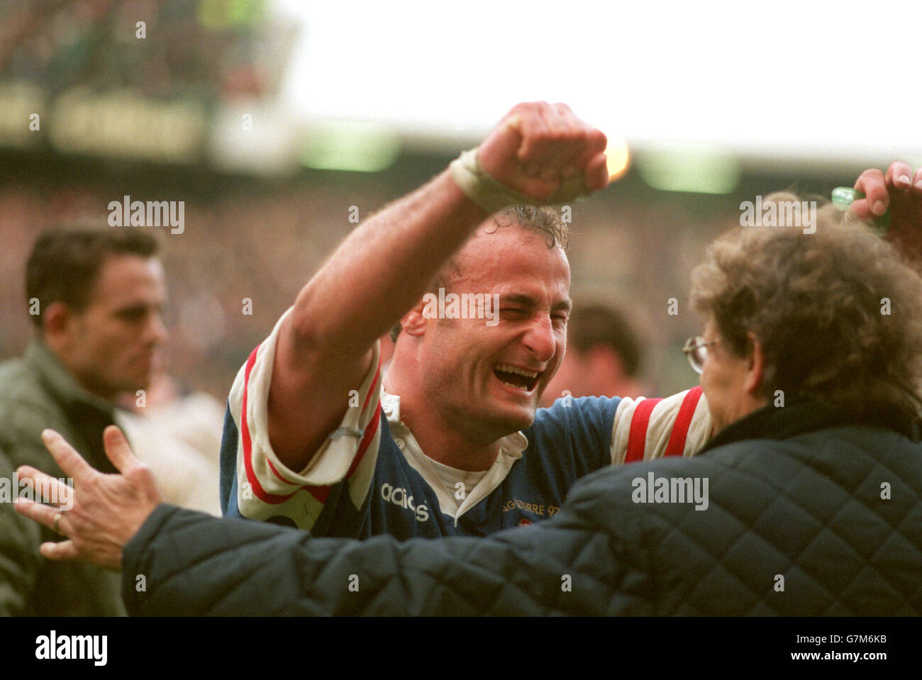 5 Nations Rugby Union - Angleterre / France.Marc del Maso, France, célèbre la victoire sur l'Angleterre Banque D'Images