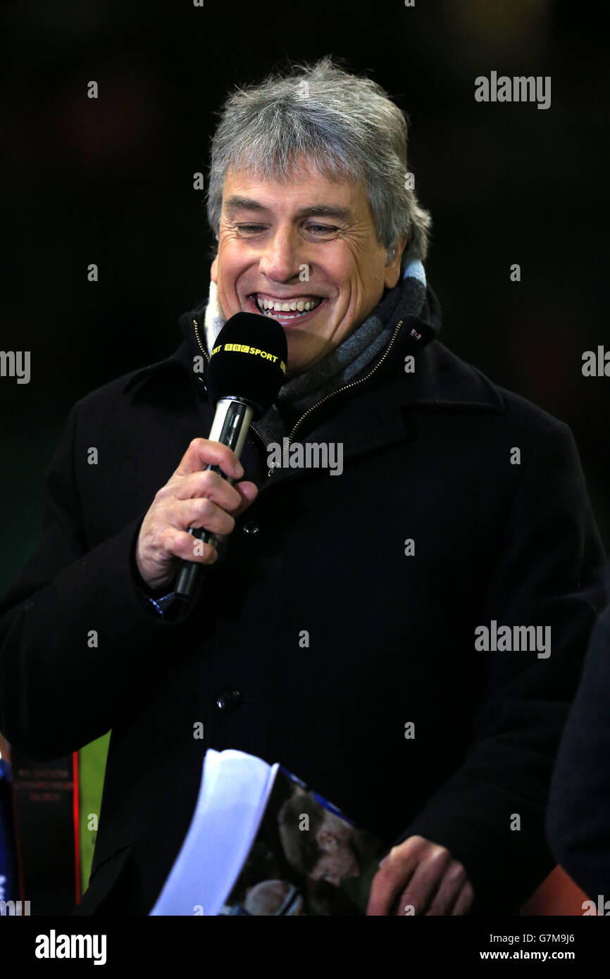 Rugby Union - 2015 RBS six Nations - pays de Galles / Angleterre - Millennium Stadium. John Inverdale, présentateur de la BBC Banque D'Images