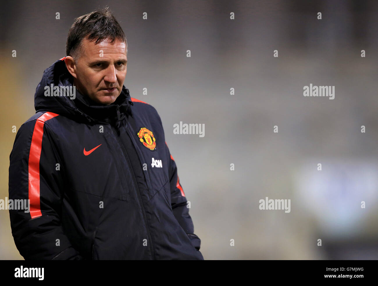 Warren Joyce, directeur de Manchester United, lors de la défaite à domicile de 2.1 à Fulham U21 Banque D'Images