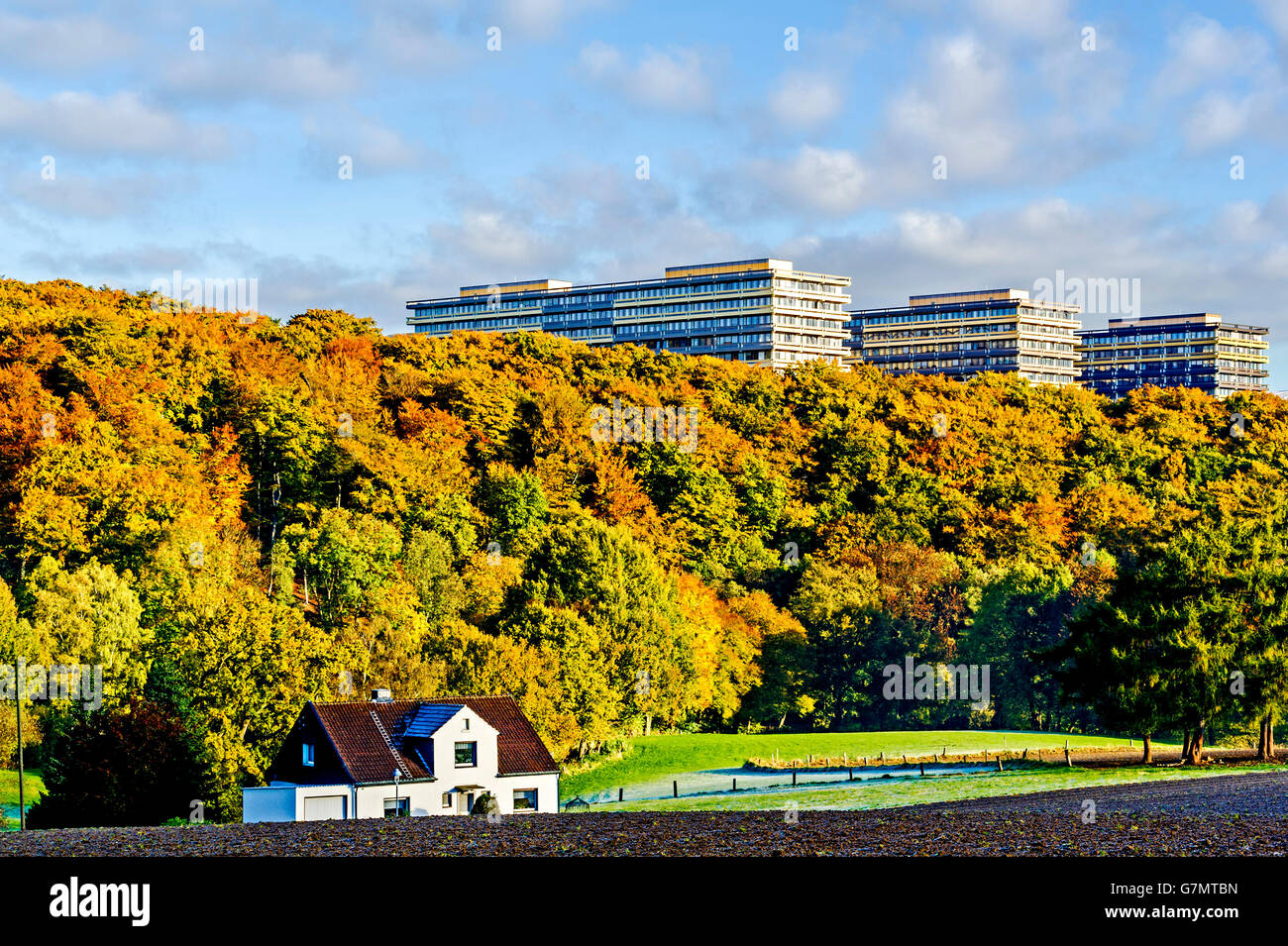 Voir à l'Université de la Ruhr à Bochum, Allemagne ;, Blick auf die Ruhr Universität Bochum, vom Süden sa Banque D'Images