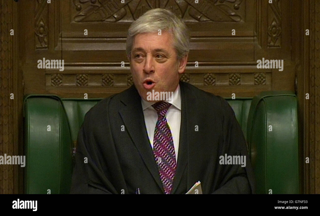 Président de la Chambre des communes John Bercow lors de questions au premier ministre à la Chambre des communes, Londres. Banque D'Images