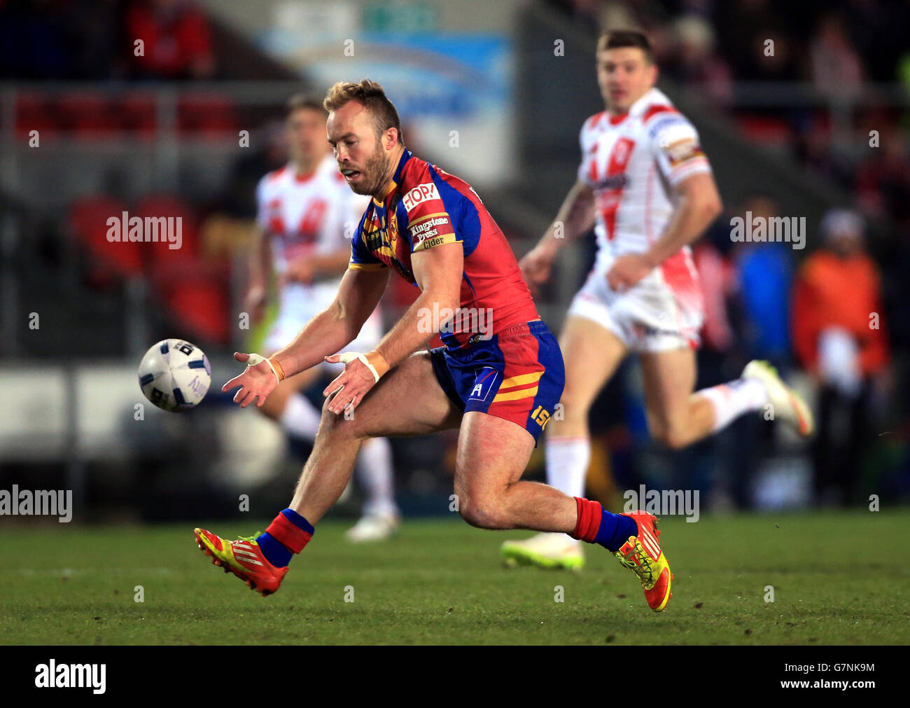 Rugby League - First Utility Super League - St Helens v Catalans Dragons - Langtree Park.Catalan Dragons Ian Henderson lors du premier match de Super League Utility à Langtree Park, St Helens. Banque D'Images
