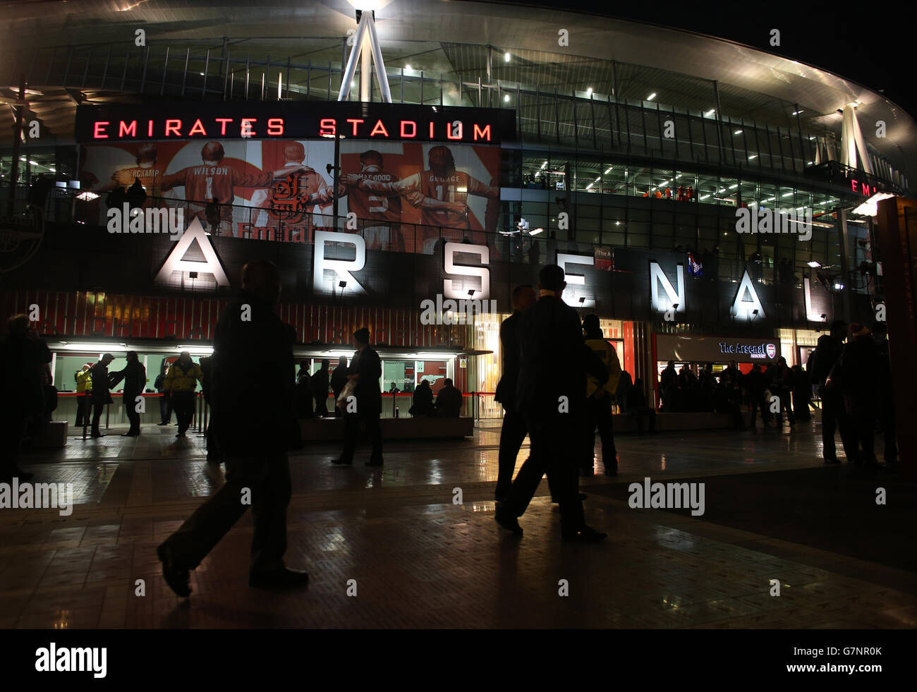Vue sur le stade Emirates avant le match de la Ligue des champions de l'UEFA Round of 16 . Banque D'Images