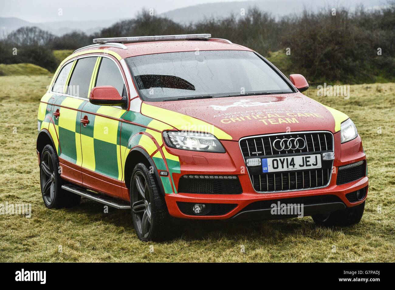Un véhicule Audi Q7 4x4 Critical Care Team à la pointe de la technologie financé par le gouvernement gallois lors d'un exercice de formation multi-agences en direct près de Newport, au pays de Galles. Banque D'Images