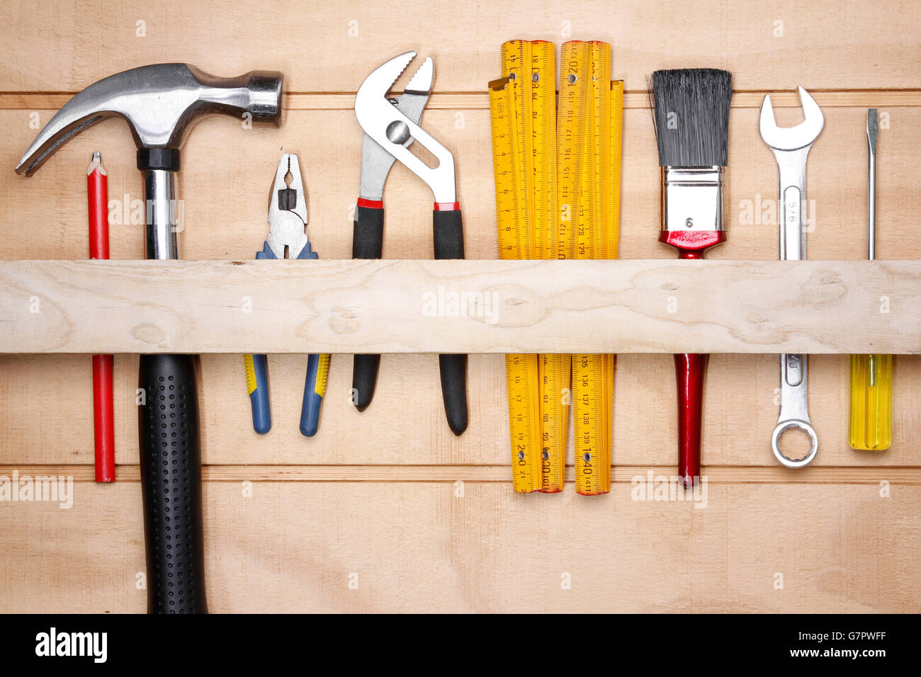 Outils de travail sur bois assortis Banque D'Images