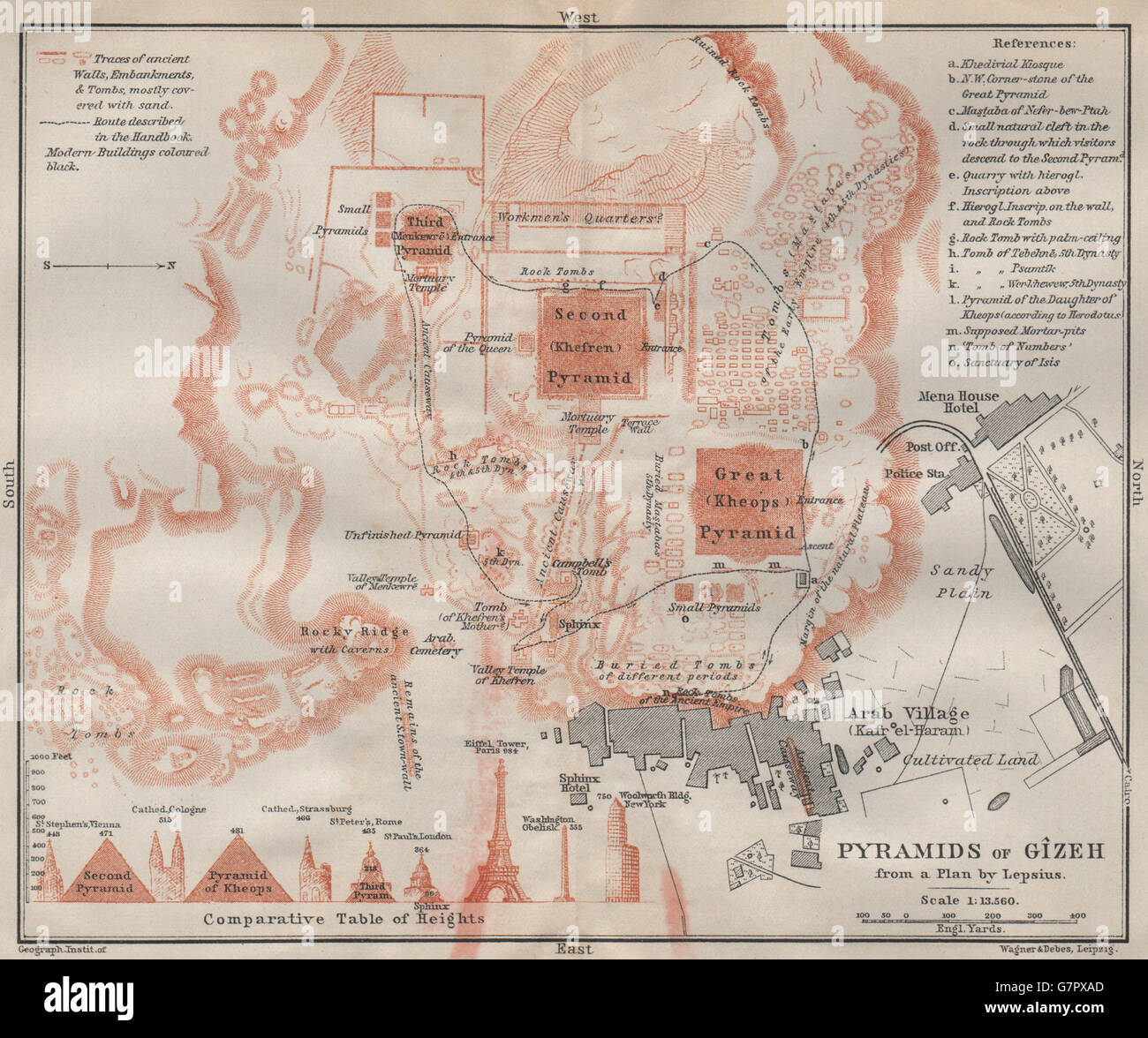 Pyramides De Gizeh Giza Plan Masse Village L Egypte Ancienne Carte Baedeker 1914 Photo Stock Alamy