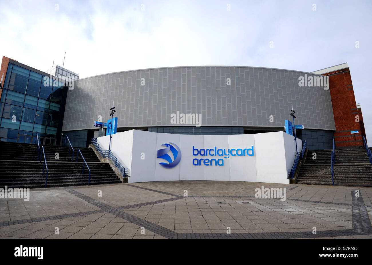 Une vue générale de la Barclaycard Arena pendant le deuxième jour des 2015 Yonex All England Badminton Championships à la Barclaycard Arena, Birmingham. Banque D'Images