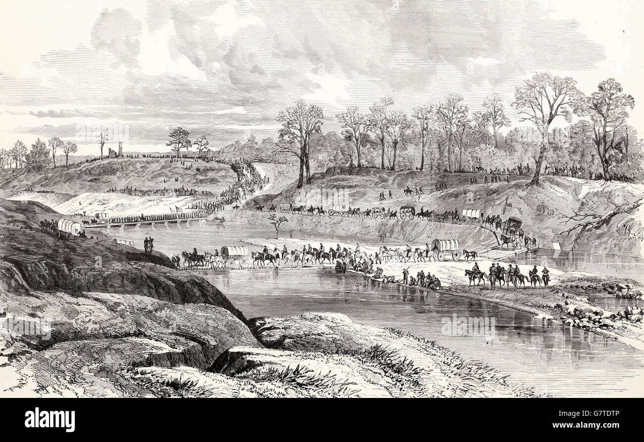 La guerre en Louisiane - banques générales armée, dans l'avance de Shreveport, Cane River Crossing, le 31 mars 1864. Guerre civile USA Banque D'Images