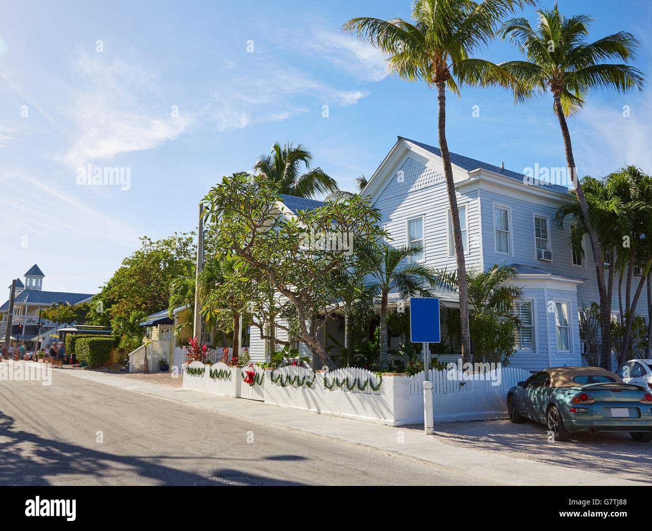 Rue du centre-ville de Key West en Floride USA façades de maisons Banque D'Images