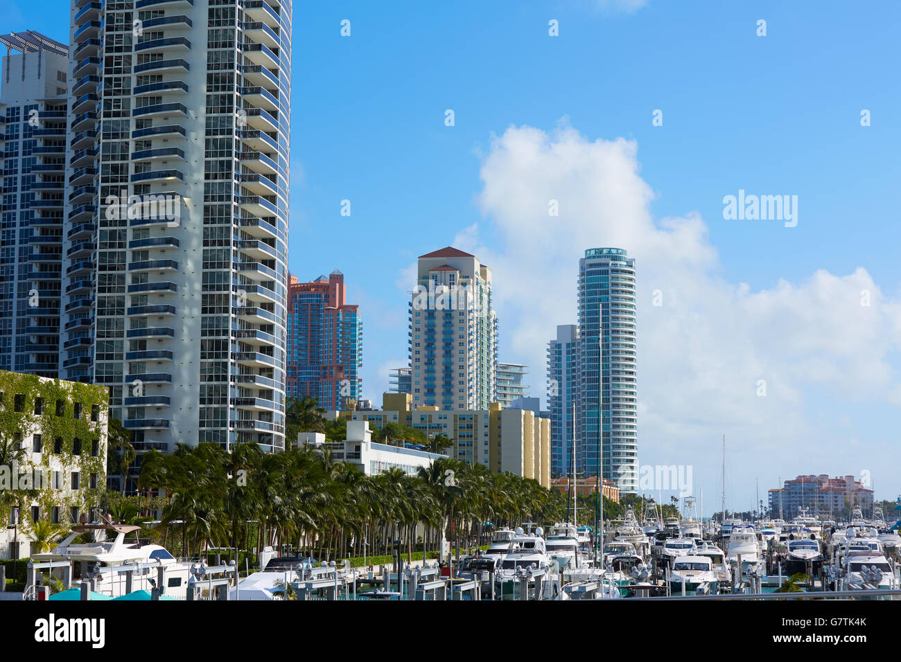 Miami Beach de MacArthur Causeway en Floride USA Banque D'Images