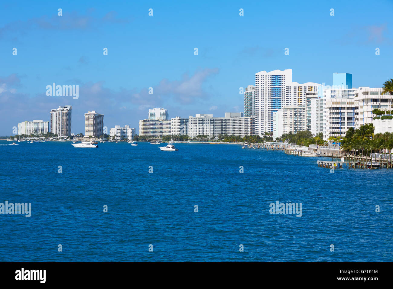 Miami Beach de MacArthur Causeway en Floride USA Banque D'Images