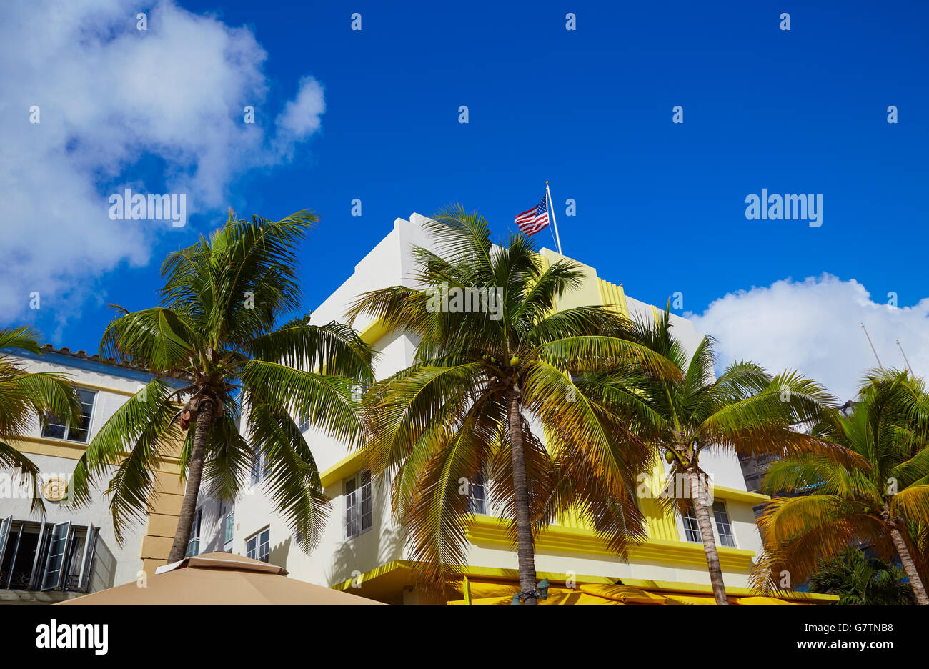 Miami Beach Ocean boulevard quartier Art déco en Floride USA Banque D'Images Miami Beach Ocean boulevard quartier Art déco en Floride USA Banque D'Images