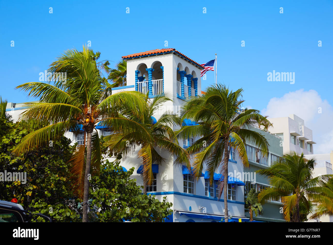 Miami Beach Ocean boulevard quartier Art déco en Floride USA Banque D'Images