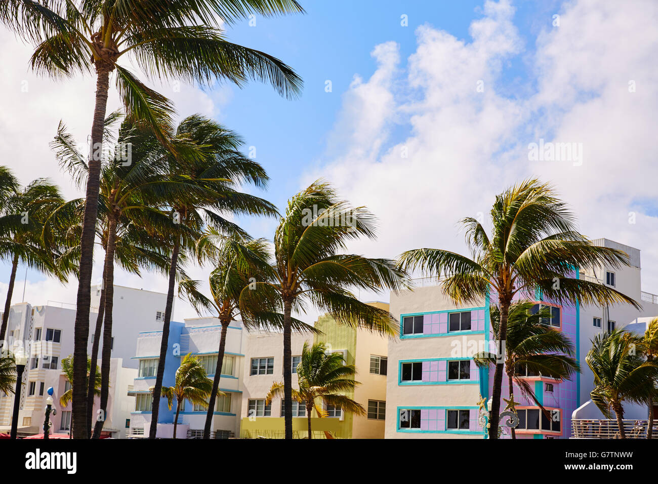 Miami Beach Ocean boulevard quartier Art déco en Floride USA Banque D'Images