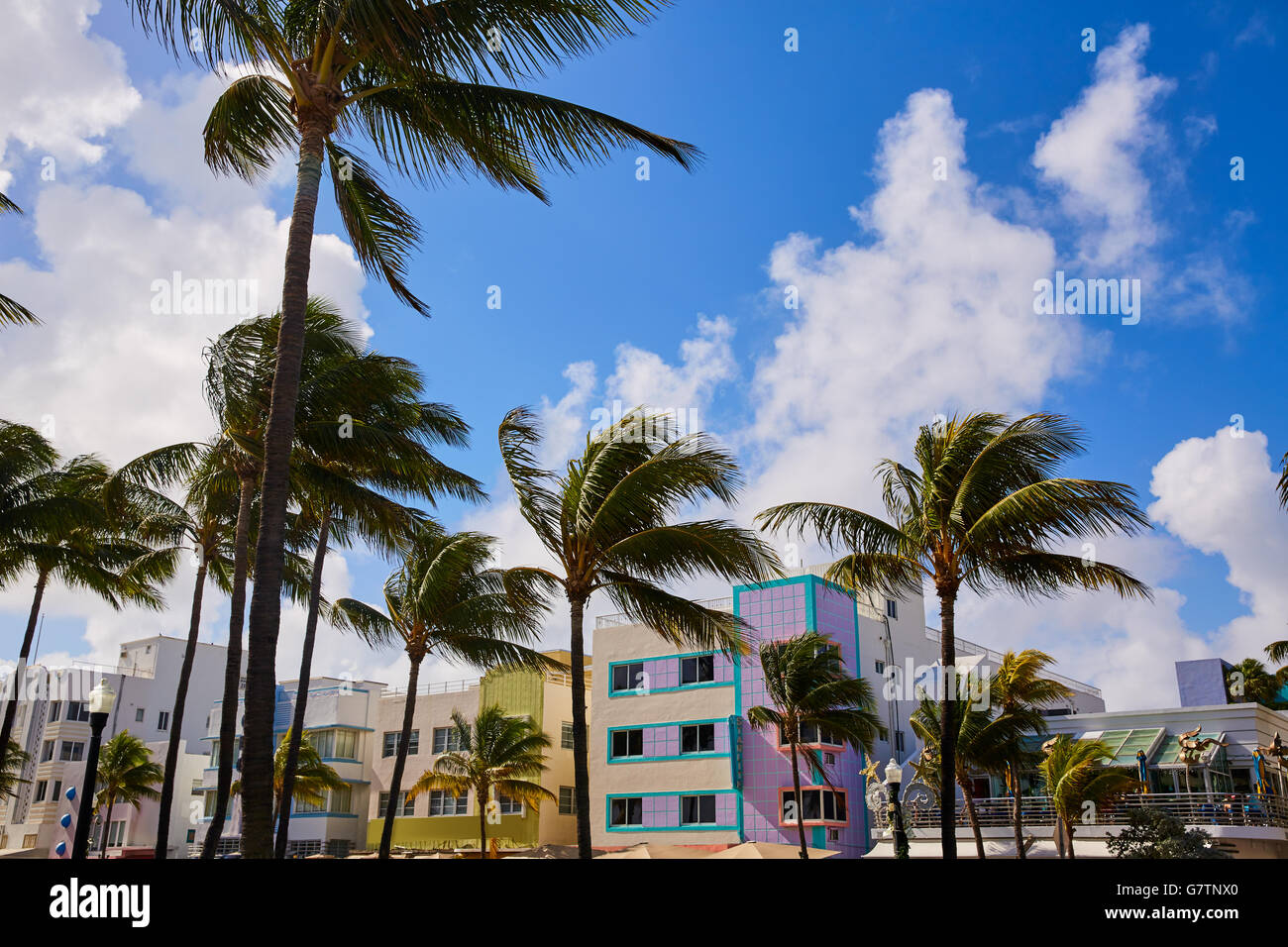 Miami Beach Ocean boulevard quartier Art déco en Floride USA Banque D'Images